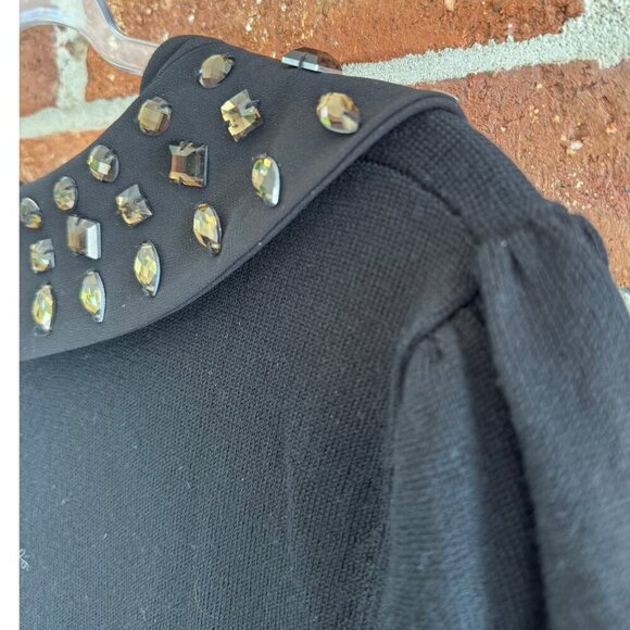 C. Wonder Black Merino Wool Knit Dress w/ Detachable Jeweled Collar | Size L - Picture 6 of 8